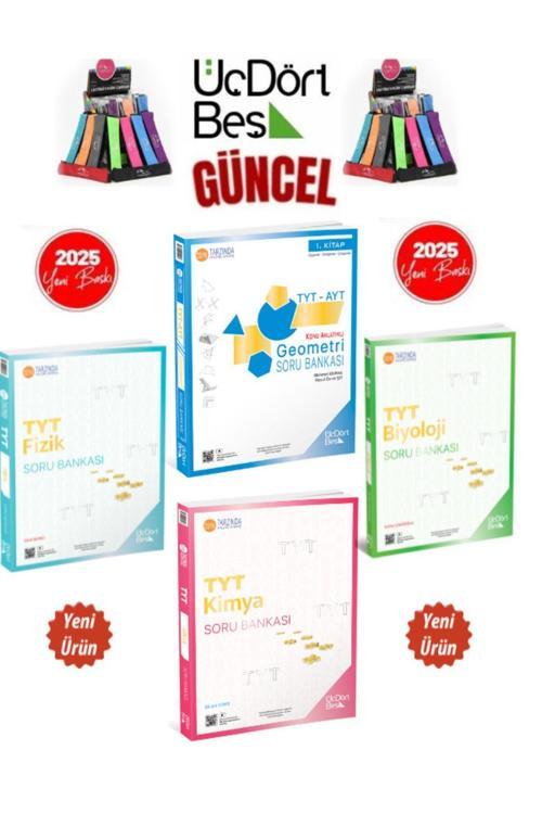 2025 TytAytGeometri-Fizik-Kimya-Biyoloji(4Kitap)Video Çözümlü Soru Bankası Seti+Kalemlik