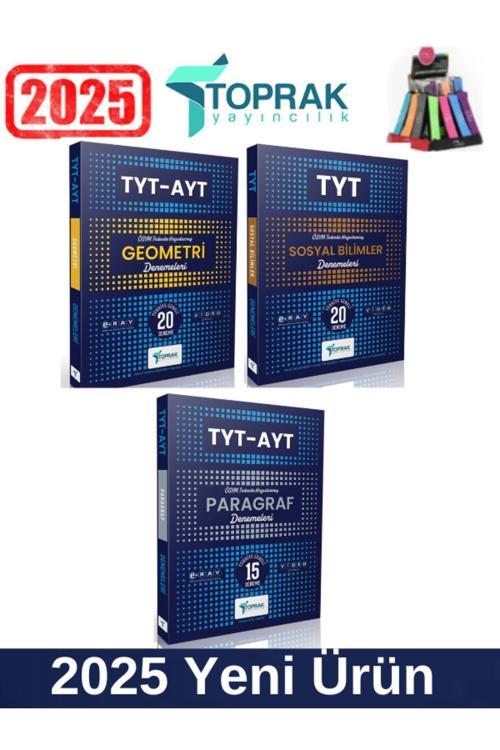 Toprak Yayınları 2025 TytAyt Geometri20-Tyt Sosyal20-TytAyt Paragraf15 Deneme Seti+Kalemlik