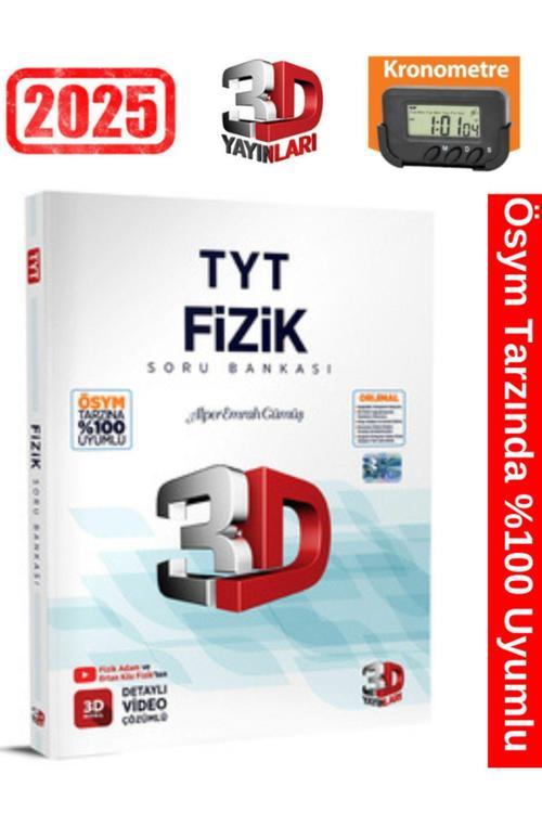3D Yayınları 2025 Tyt Fizik Video Çözümlü Soru Bankası+Kronometre