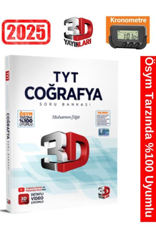 3D Yayınları 2025 Tyt Coğrafya Video Çözümlü Soru Bankası+Kronometre