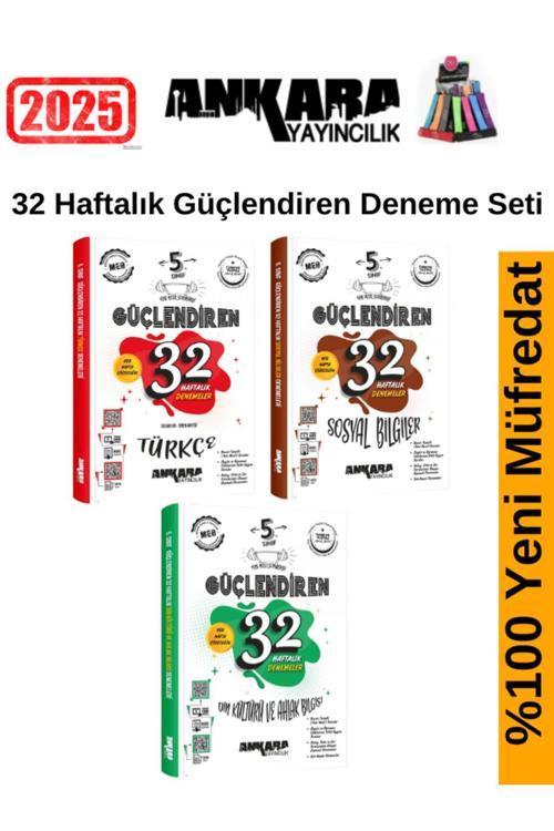 2025 5.Sınıf Güçlendiren Türkçe-Sosyal-Din 32 Haftalık Deneme Seti+Kalemlik