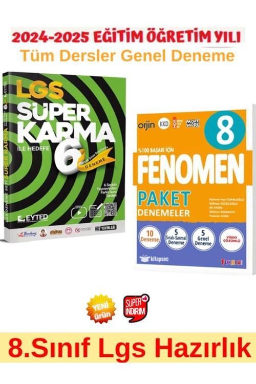 8.Sınıf Lgs Tüm Dersler Süper Karma 6 lı Deneme+Fenomen Lgs 8.Sınıf Paket 8 Genel Deneme Seti