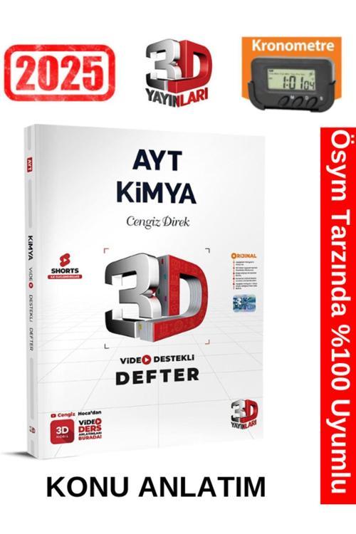 3D Yayınları 2025 Ayt Kimya Video Destekli Defter+Kronometre