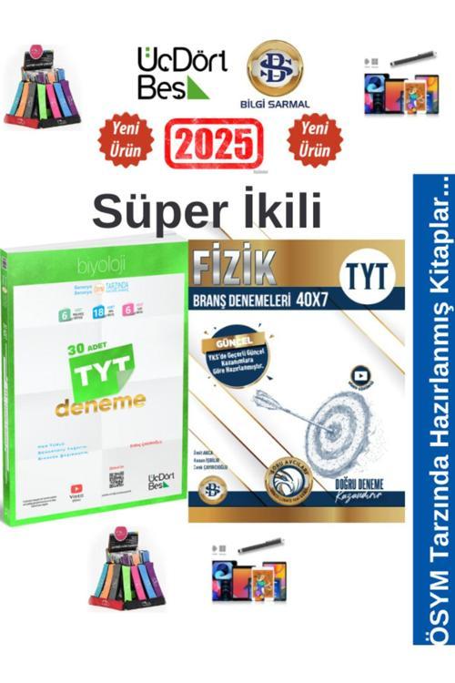 Bilgi Sarmal Yayınları 2025 Tyt Fizik(40X7)Deneme+Üç Dört Beş Tyt Biyoloji(30)Deneme Seti+Kalem