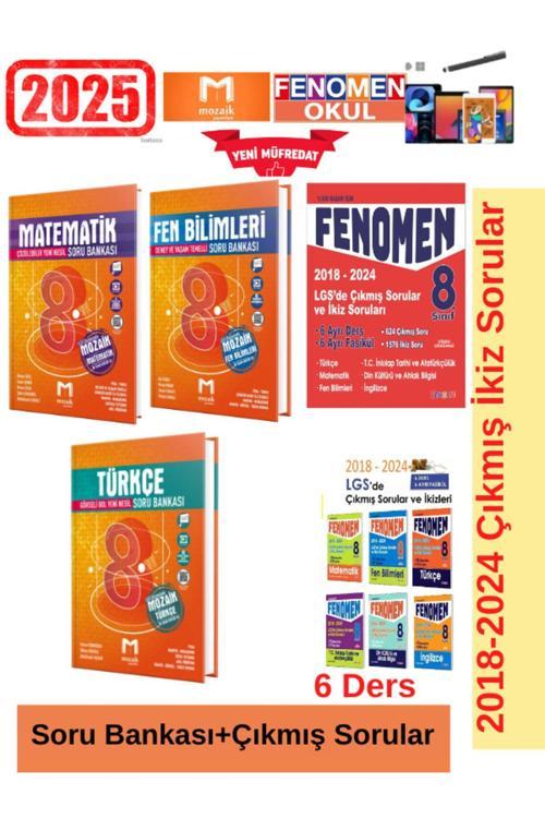 Mozaik Matematik-Fen-Türkçe Soru Bankası+Lgs 2018-2024 Çıkmış İkiz Soru Seti+Kalem