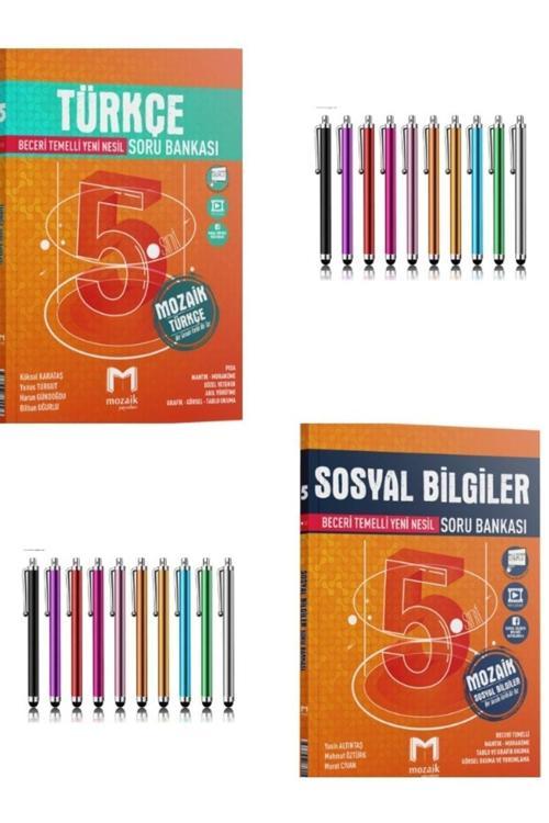 Mozaikmüfredat 5.Sınıf Türkçe-Sosyal Bilgiler Soru Bankası Seti+Dokunmatik Kalem