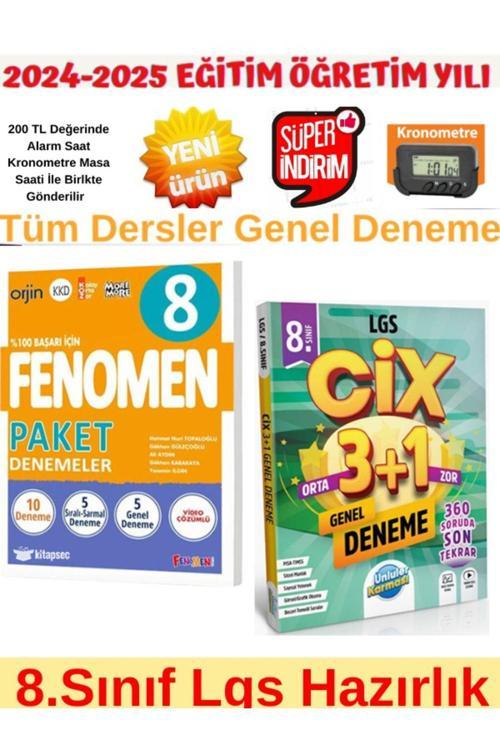 2025 8.Sınıf Lgs 10 Genel Deneme+Ünlüler 8.Sınıf Cix 3+1 Lgs Tüm Dersler 3+1 Deneme+Kronometre