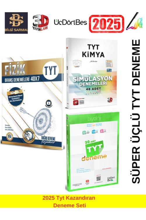 2025 Tyt Fizik40 Deneme+3D Tyt Biyoloji 48 Deneme+345 Tyt Kimya30 Deneme Seti+Kalem