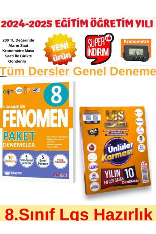 2025 8.Sınıf Lgs Hazırlık 10 Genel Deneme+Ünlüler 8.Sınıf 10+5 Farklı Yayın Karma Deneme+Kronometre