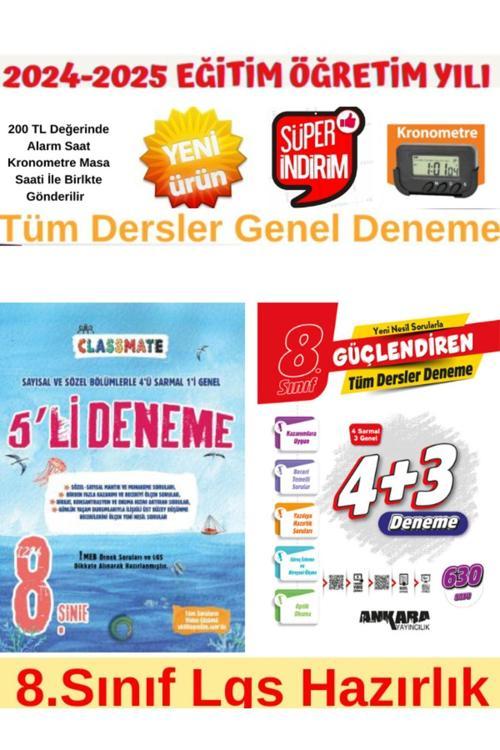 Okyanus Clas 8.Sınıf Lgs Tüm Dersler 5Li Deneme+Ankara 8.Sınıf Lgs Tüm Ders 4+3 Genel Deneme
