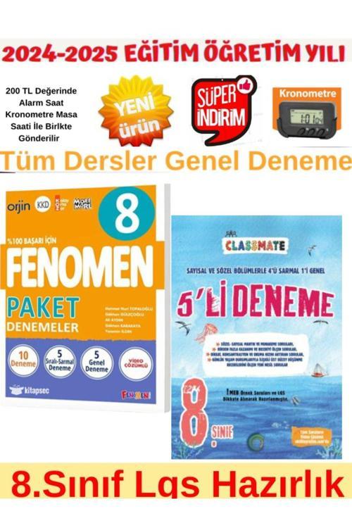 2025 8.Sınıf Lgs 10 Genel Deneme+Okyanus Classmate 8.Sınıf Lgs Tüm Dersler 5Li Deneme+Kronometre