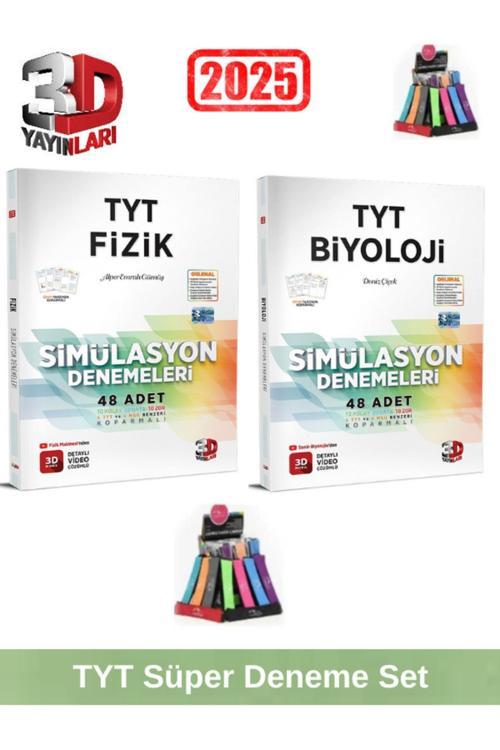 3d 2025 Tyt Fizik 48 Adet-Tyt Biyoloji 48 Adet Simulasyon Video Çözümlü Deneme Seti+Kalemlik