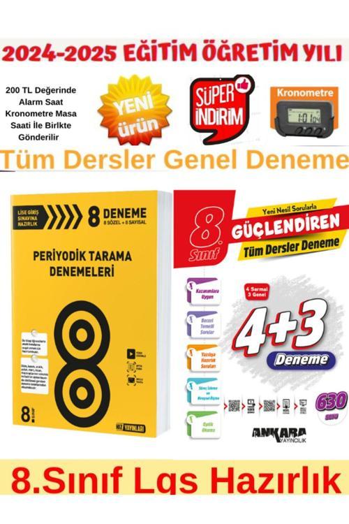 HIZ 2025 8.Sınıf Periyodik 8 Tarama Deneme+Ankara 8.Sınıf Lgs Tüm Ders 4+3 Genel Deneme+Kronometre