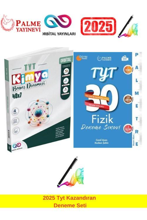 2025 Tyt Kimya 40x7 Branş Deneme+Palme Palmetre Tyt  Fizik 30 Branş Deneme Seti+Android Kalem
