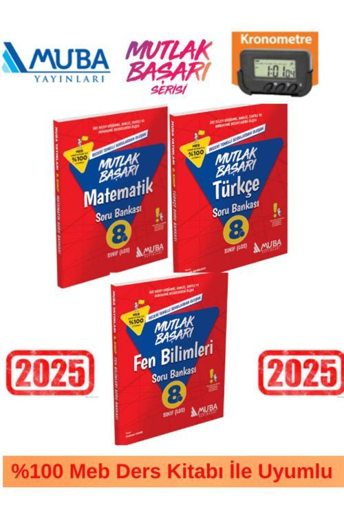 8.Sınıf 2025 Lgs Mutlak Başarı Matematik-Fen-Türkçe Soru Bankası Seti+Kronometre