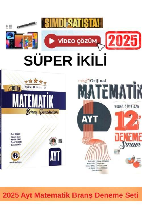 Bilgi Sarmal Yayınları Yıldızlar 2025 Ayt Matematik 10 Lu Deneme+Mikro Orijinal Ayt Matematik 12 Deneme+Kalem