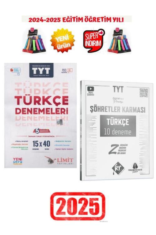 Limit 2025 Tyt Türkçe 15x40 Deneme+Söhretler 2025 Tyt Türkçe 10 Deneme Seti+Kalemlik