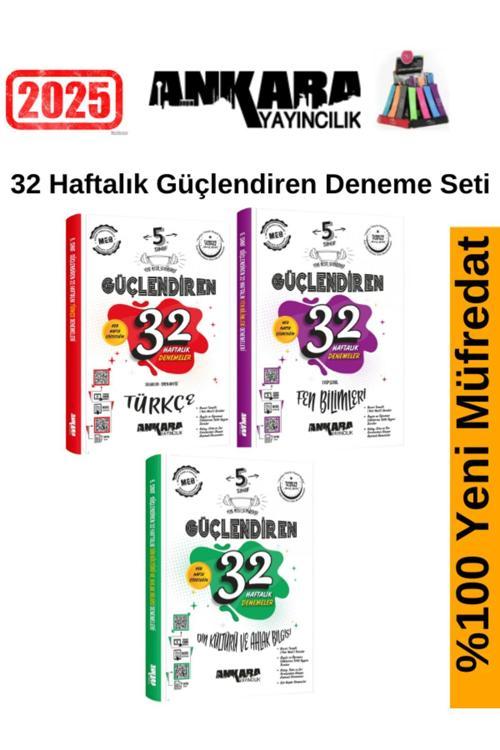 2025 5.Sınıf Güçlendiren Türkçe-Fen-Din 32 Haftalık Deneme Seti+Kalemlik