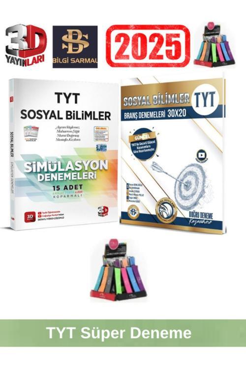 2025 Tyt Sosyal Bilimler 30x20 Deneme+3D Yayınları Tyt Sosyal Bilimler15 Deneme Seti+Kalemlik