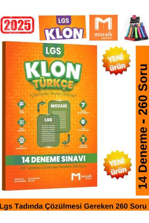 Mozaik 2025 8.Sınıf Klon Lgs Hazılık Türkçe 14 Deneme Sınavı 260 Soru Deneme Kitabı+Kalemlik