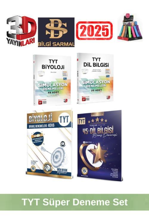 2025 Tyt Yıldızlar Dilbilgisi45-Biyoloji40+3D Tyt Dilbilgisi30-Biyoloji48 Deneme Seti+Kalemlik