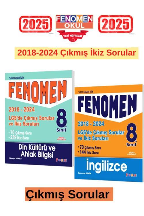 Fenomen Yayıncılık 2025 8.Sınıf İngilizce-Din Kültürü 2018-2024 Lgs De Çıkmış Ve İkiz Sorular Seti