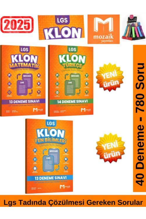 Mozaik 2025 8.Sınıf Klon Lgs Hazılık Mat.-Fen-Türkçe 40 Deneme-780 Soru Deneme Seti+Kalemlik