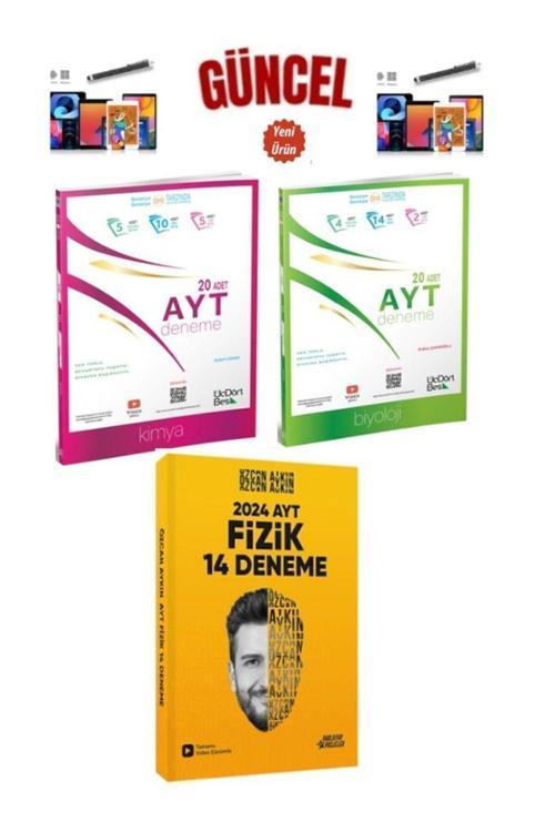 Güncel Ayt Kimya 20 Ayt Biyoloji 20 Deneme+Özcan Aykın 2024 AYT Fizik 14 Deneme Seti+Kalem