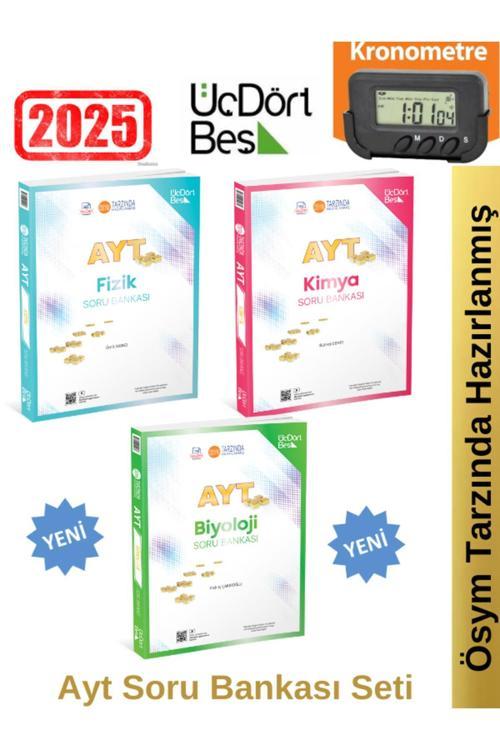 2025 Ayt Fizik-Kimya-Biyoloji Video Çözümlü Soru Bankası Seti(3 Kitap)Yeni Ürün+Kronometre