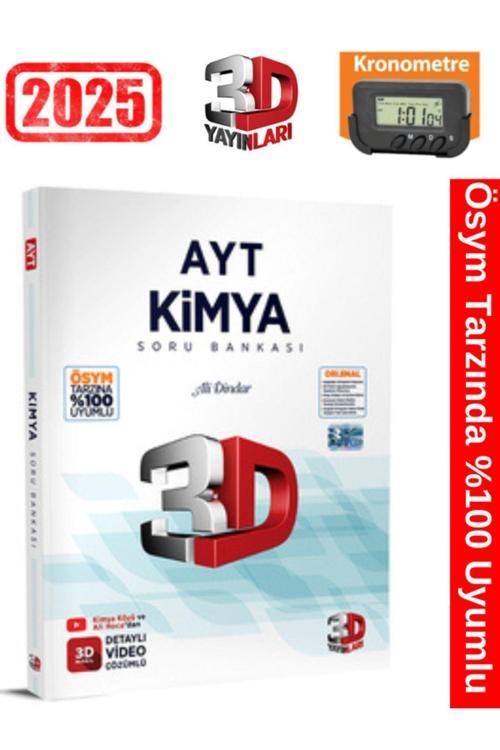 3D Yayınları 2025 Ayt Kimya Video Çözümlü Soru Bankası+Kronometre