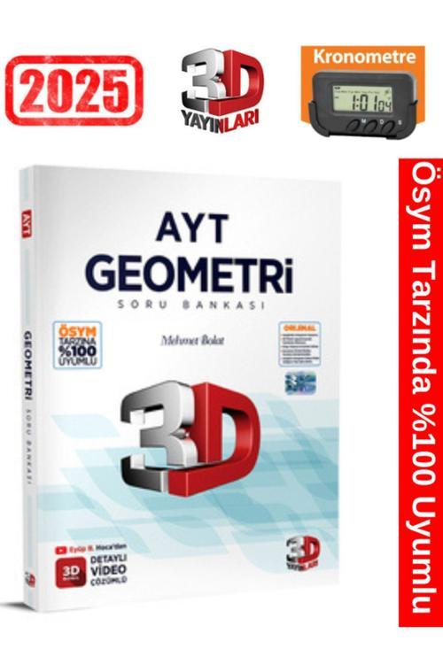 3D Yayınları 2025 Ayt Geometri Video Çözümlü Soru Bankası+Kronometre
