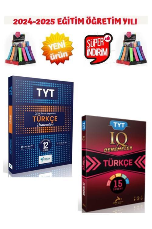 Toprak 2025 Tyt Türkçe 12 Deneme+Paraf IQ 2025 Tyt Türkçe 15 Deneme Seti+Kalemlik