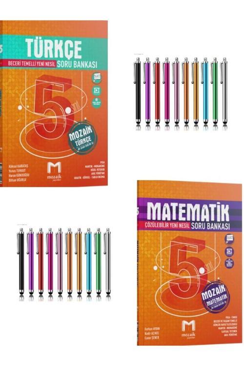 Mozaik 5.Sınıf Türkçe-Matematik Soru Bankası Seti+Dokunmatik Kalem