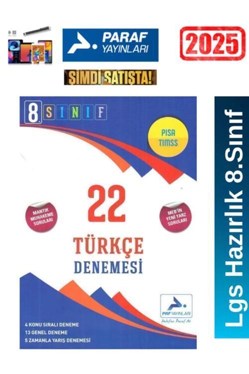 Paraf Yayınları 8.Sınıf Lgs Hazırlık Türkçe 22 li Branş Deneme+Android Kalem