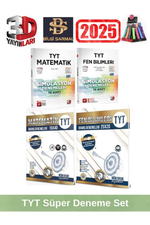 2025 Tyt Matematik15-Fen25 Deneme+3D Tyt Matematik10+Fen25 Deneme Seti+Kalemlik