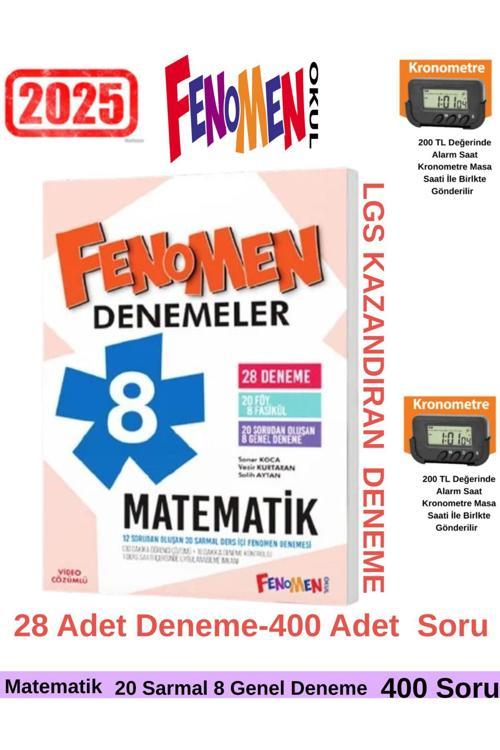 Fenomen Yayıncılık 2025 8. Sınıf Lgs Hazırlık Matematik 28 Adet Video Çözümlü Deneme+Kronometre
