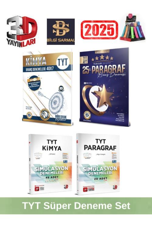 Bilgi Sarmal Yayınları 2025 Tyt Yıldızlar Paragraf25-Kimya40 Deneme+3D Tyt Paragraf20-Kimya48 Deneme Seti+Kalemlik