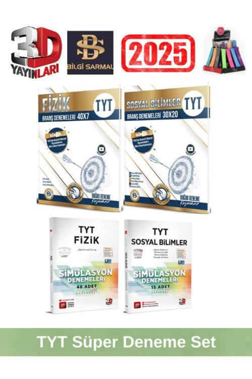 2025 Tyt Fizik40-Sosyal30 Deneme+3D Tyt Fizik 48-Sosyal15 Deneme Seti+Kalemlik