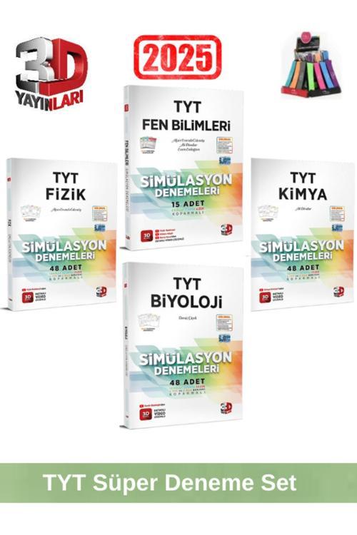 3d 2025 Tyt Fen 15-Fizik 48-Kimya 48-Biyoloji 48 Simulasyon Video Çözümlü Deneme Seti+Kalemlik