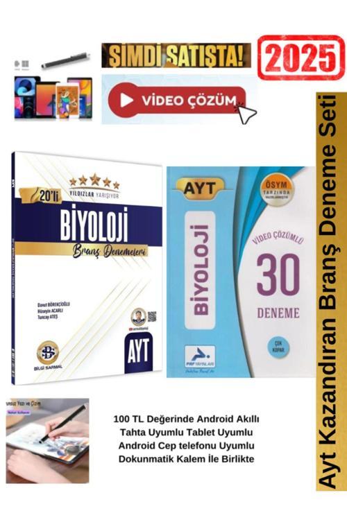 Yıldızlar Ayt Biyoloji 20 li Branş Deneme+Paraf Ayt Biyoloji  30lu Deneme Seti+Android Kalem