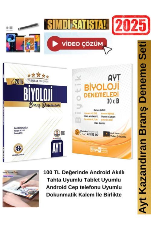 Yıldızlar Ayt Biyoloji 20 li Branş Deneme+Biyotik Ayt Biyoloji 30x13 lü Deneme Seti+Android Kalem
