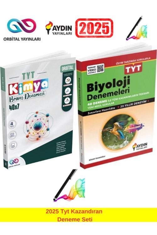 2025 Tyt Kimya 40x7 Branş Deneme+Aydın Yayınları TYT Biyoloji 40 lı Branş Deneme Seti+Kalem