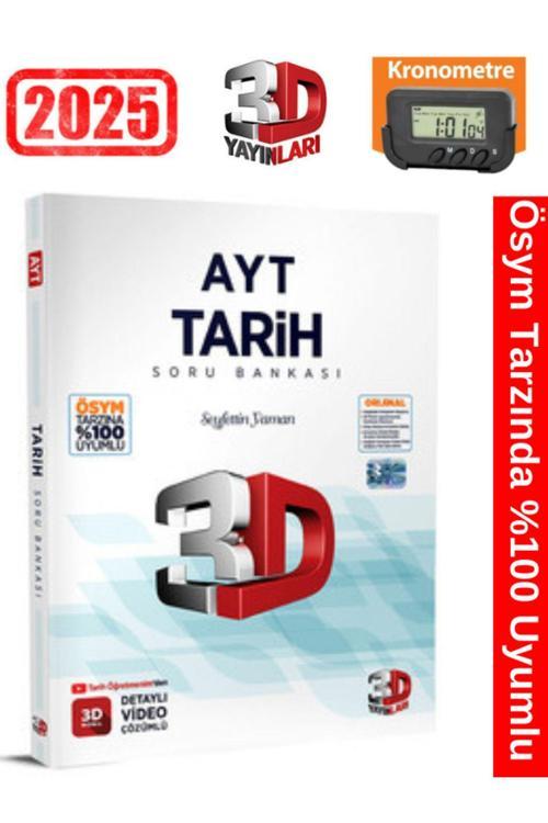 3D Yayınları 2025 Ayt Tarih Video Çözümlü Soru Bankası+Kronometre