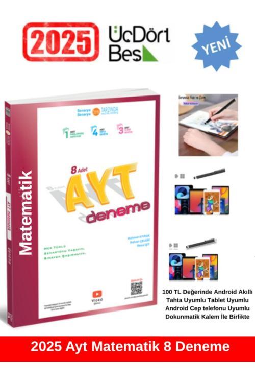 345 Ayt 8 Li Matematik Deneme 2025 Model Android Kalem (DOKUNMATİK KALEM)