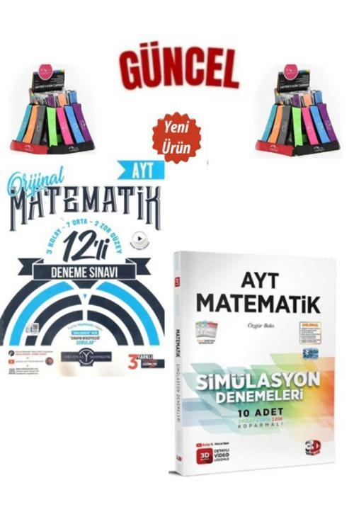 Güncel Ayt Matematik Video Çözümlü 12 Deneme+3D Yayınları Ayt Matematik 10 Deneme+Kalemlik
