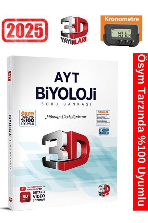 3D Yayınları 2025 Ayt Biyoloji Video Çözümlü Soru Bankası+Kronometre