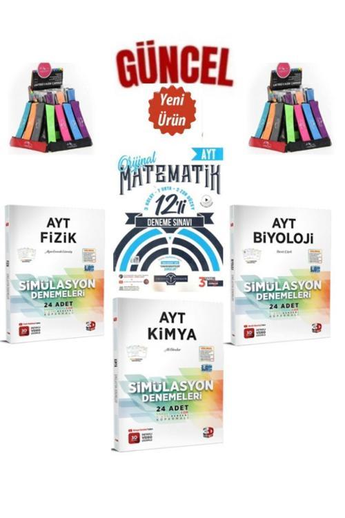 Güncel Ayt Matematik 12 Deneme+3D Yayınları Ayt Fizik24-Kimya24-Biyoloji 24 Deneme+Kalemlik