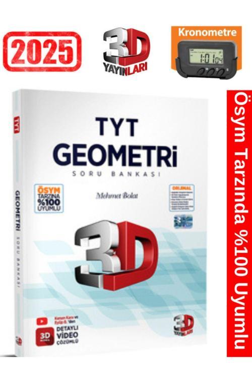 3D Yayınları 2025 Tyt Geometri Video Çözümlü Soru Bankası+Kronometre