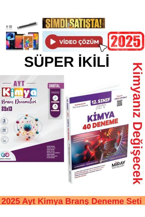 Orbital Yayınları 2025 Ayt Kimya 25X13 Branş Deneme+Miray Ayt Kimya 12.Sınıf 40 Branş Deneme Seti+Kalem