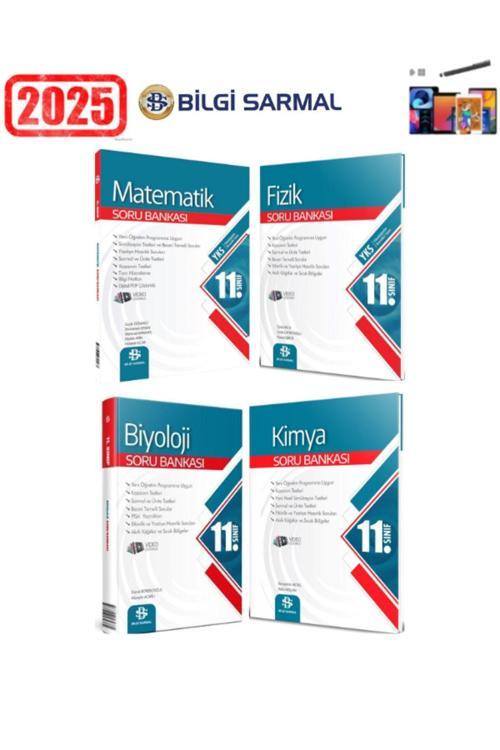Güncel 11.Sınıf Matematik-Fizik-Kimya-Biyoloji Soru Bankası Seti+Android Kalem